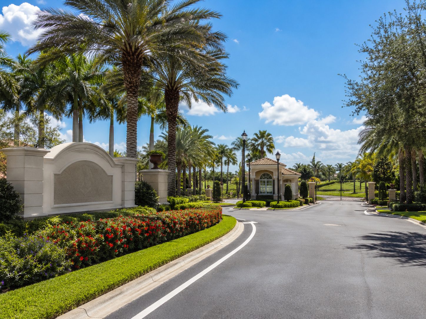 Gated entry monument at Fairway Estates
