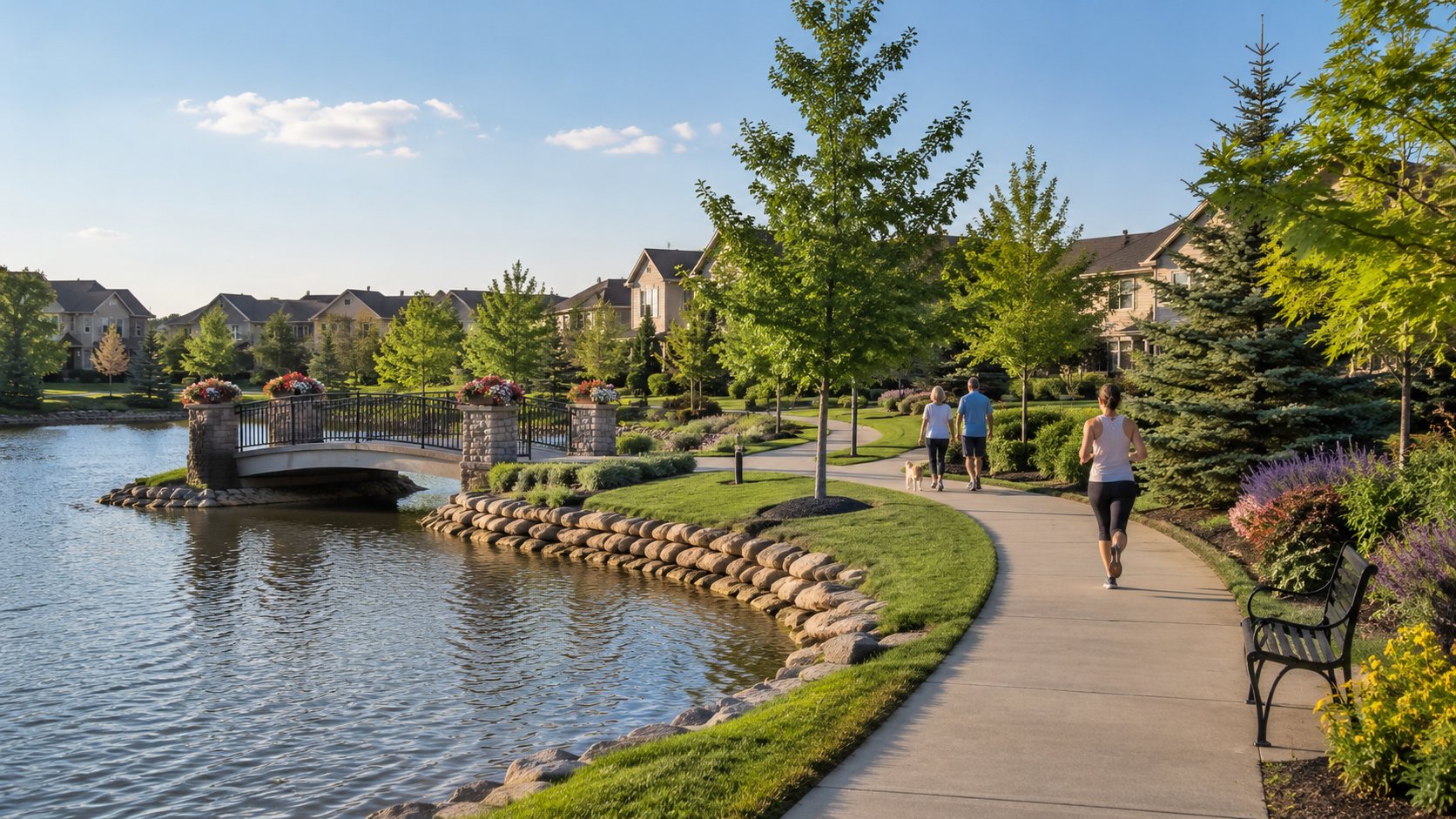 Sunterra Village scenic lakeside walking and jogging trail